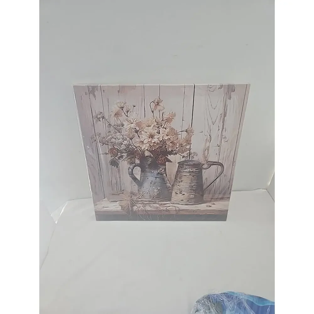 Farmhouse Vintage Rustic Floral Wall Art – Retro Flower Canvas Home Decor